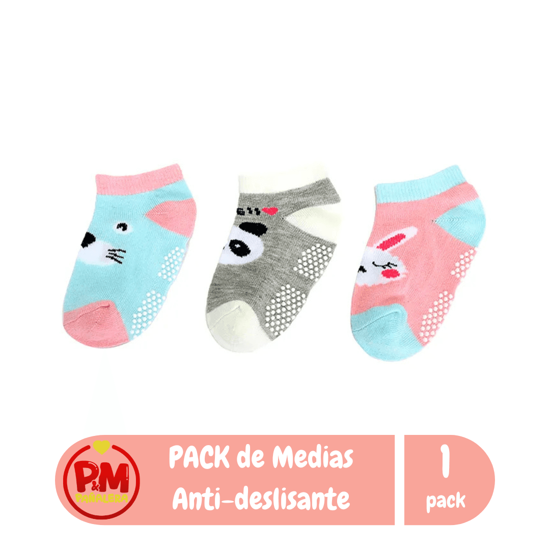 Pack x3 Medias Anti-Deslisantes de 3 a 5 años Nena