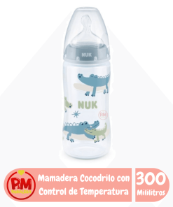 Mamadera NUK First Choice Plus con Control de Temperatura 300ml Cocodrilo