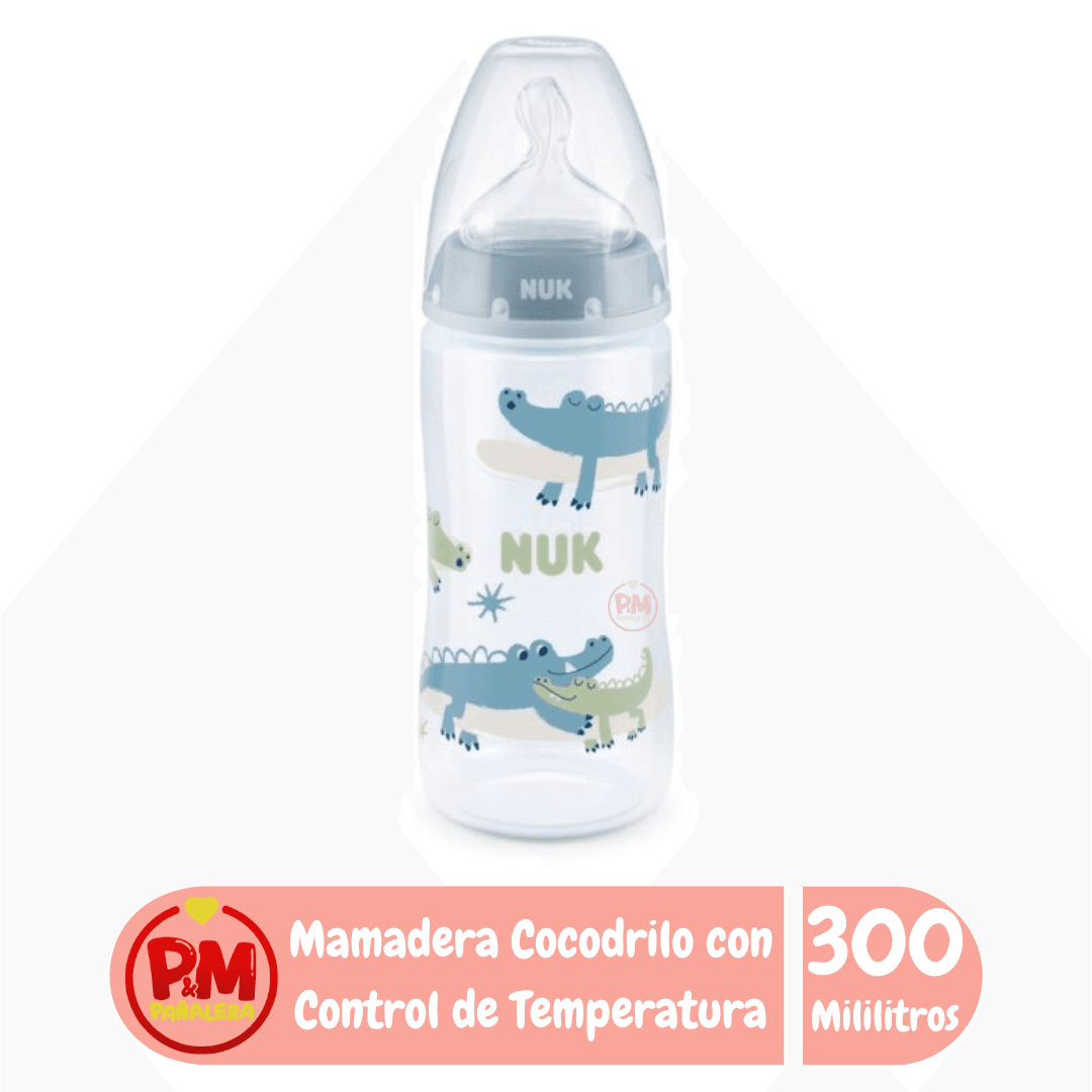 Mamadera NUK First Choice Plus con Control de Temperatura 300ml Cocodrilo