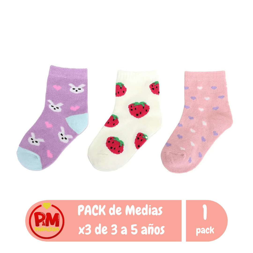 Pack x3 Medias de 3 a 5 años Nena