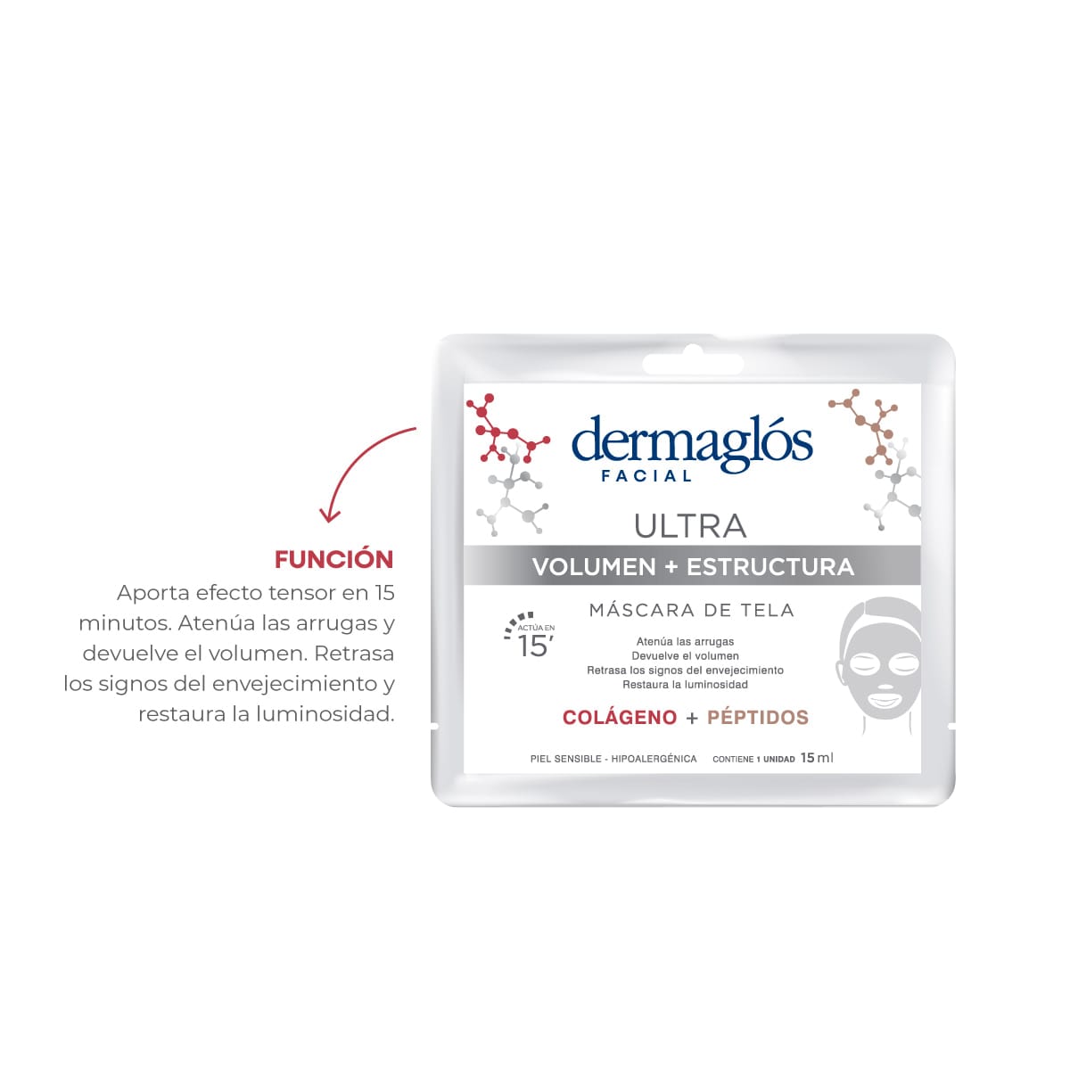Dermaglós Máscara de Tela Ultra Volumen + Estructura - Imagen 2