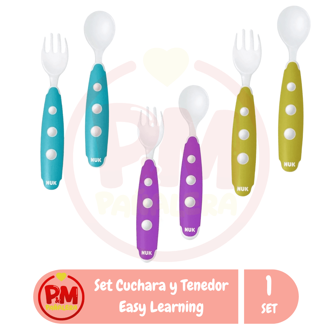 NUK Set de Cuchara y Tenedor Mini 8+m Easy Learning