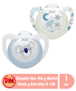 NUK Chupete Star Set x2 Día y Noche 0-6M