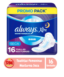 Always Toallita Xtra Triple Protección Noche Seca
