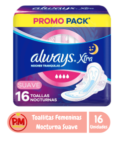Always Toallita Xtra Triple Protección Noche Suave