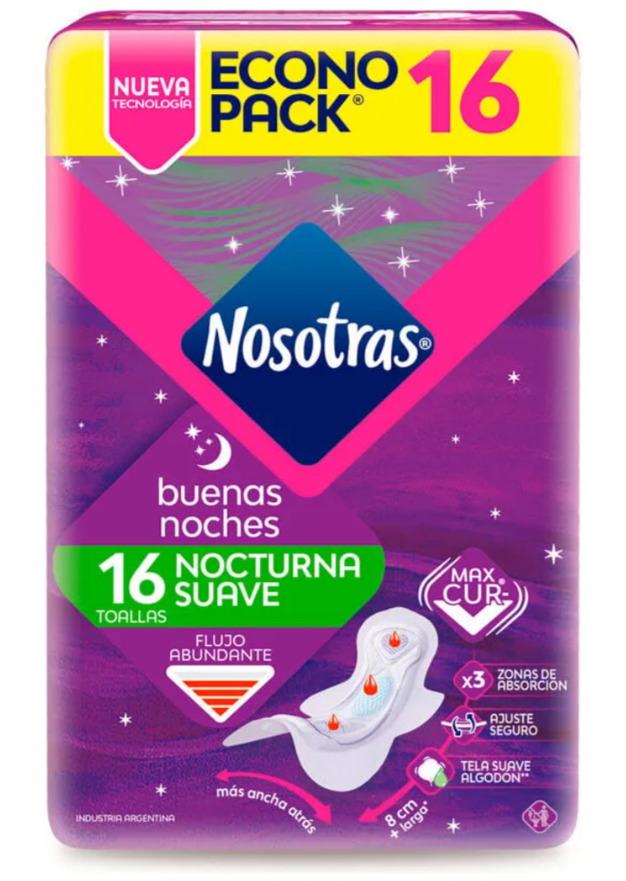 NOSOTRAS Toallas Nocturnas
Tela Suave x16
