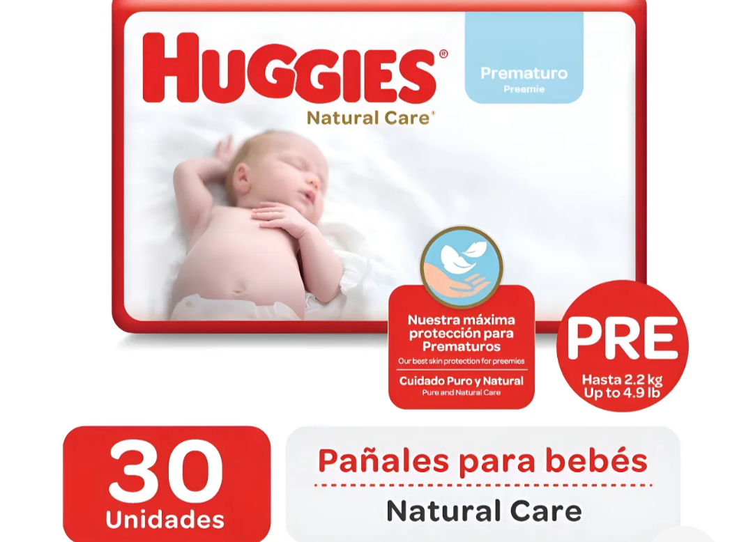 Pañal Huggies Natural Care
Prematuro x30
