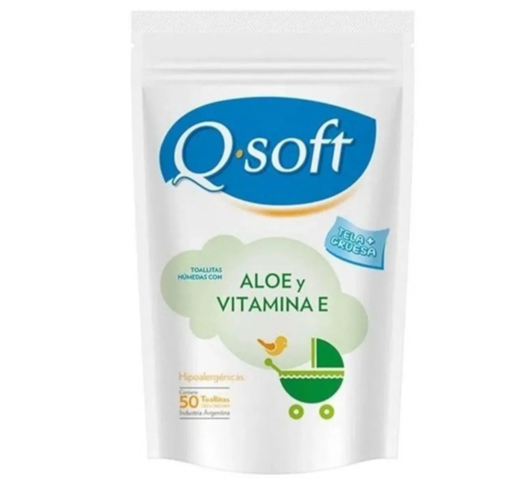Q-SOFT Toallitas Húmedas
Doy Pack Áloe y Vit E X50 unid.