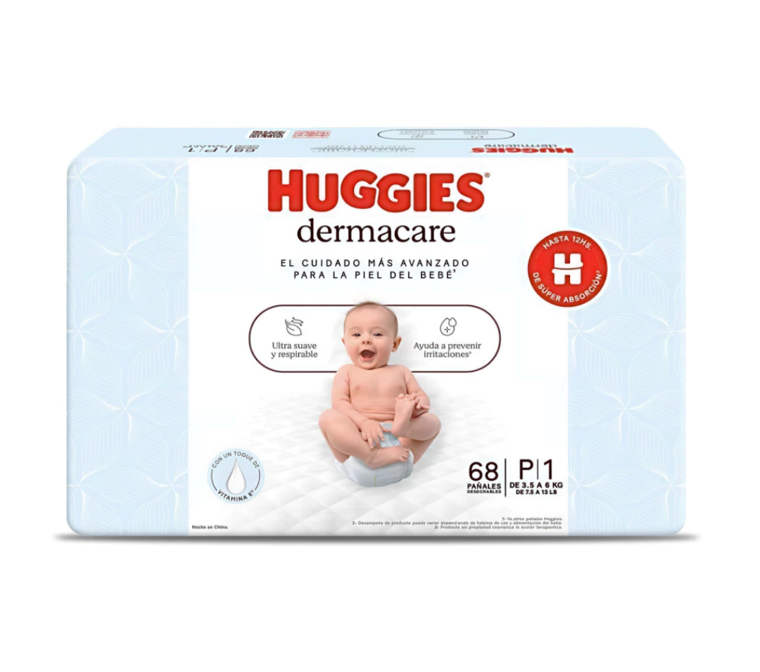 Huggies Dermacare talle P
x68 unid.